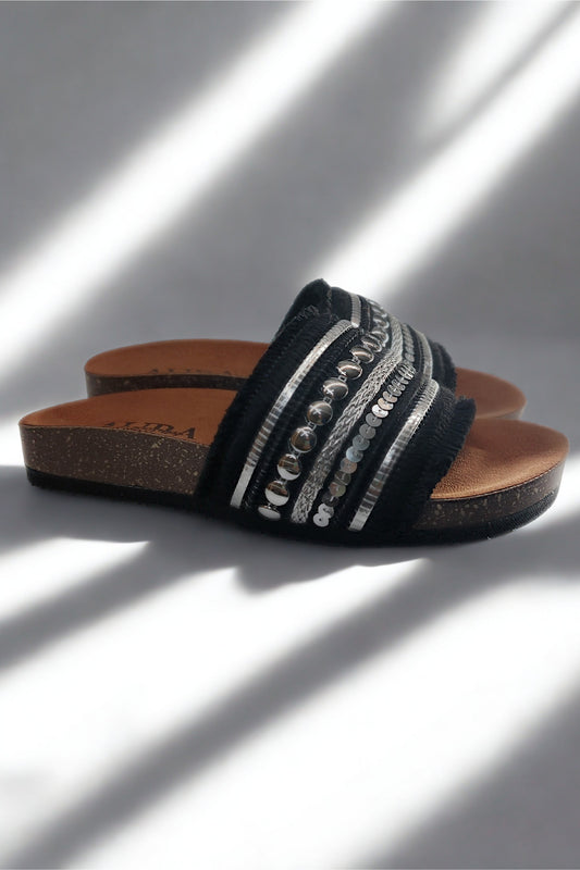 Boho slides - Black