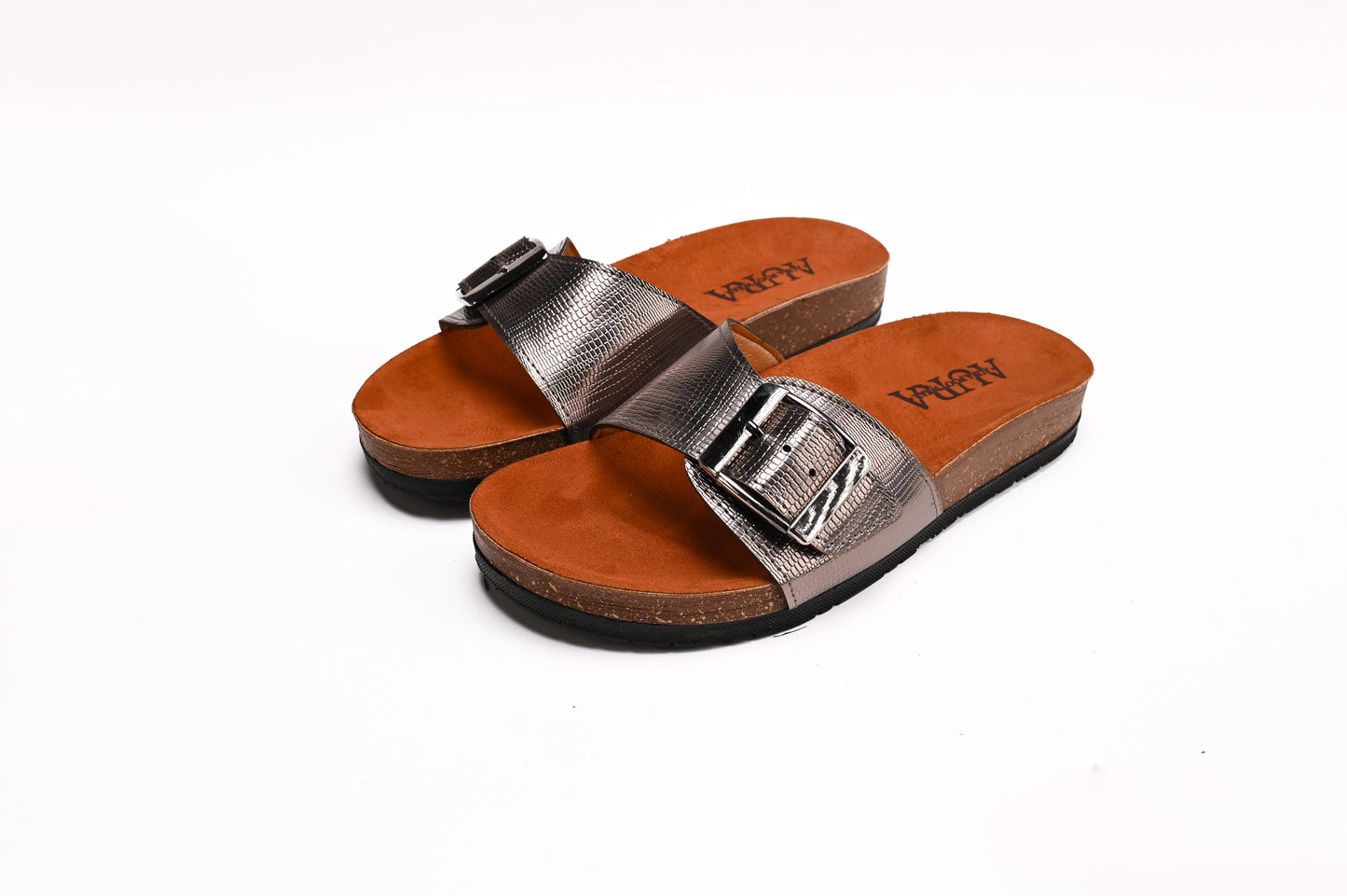 Leya Oxide scaleskin slides