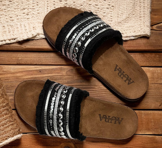 Boho slides - Black