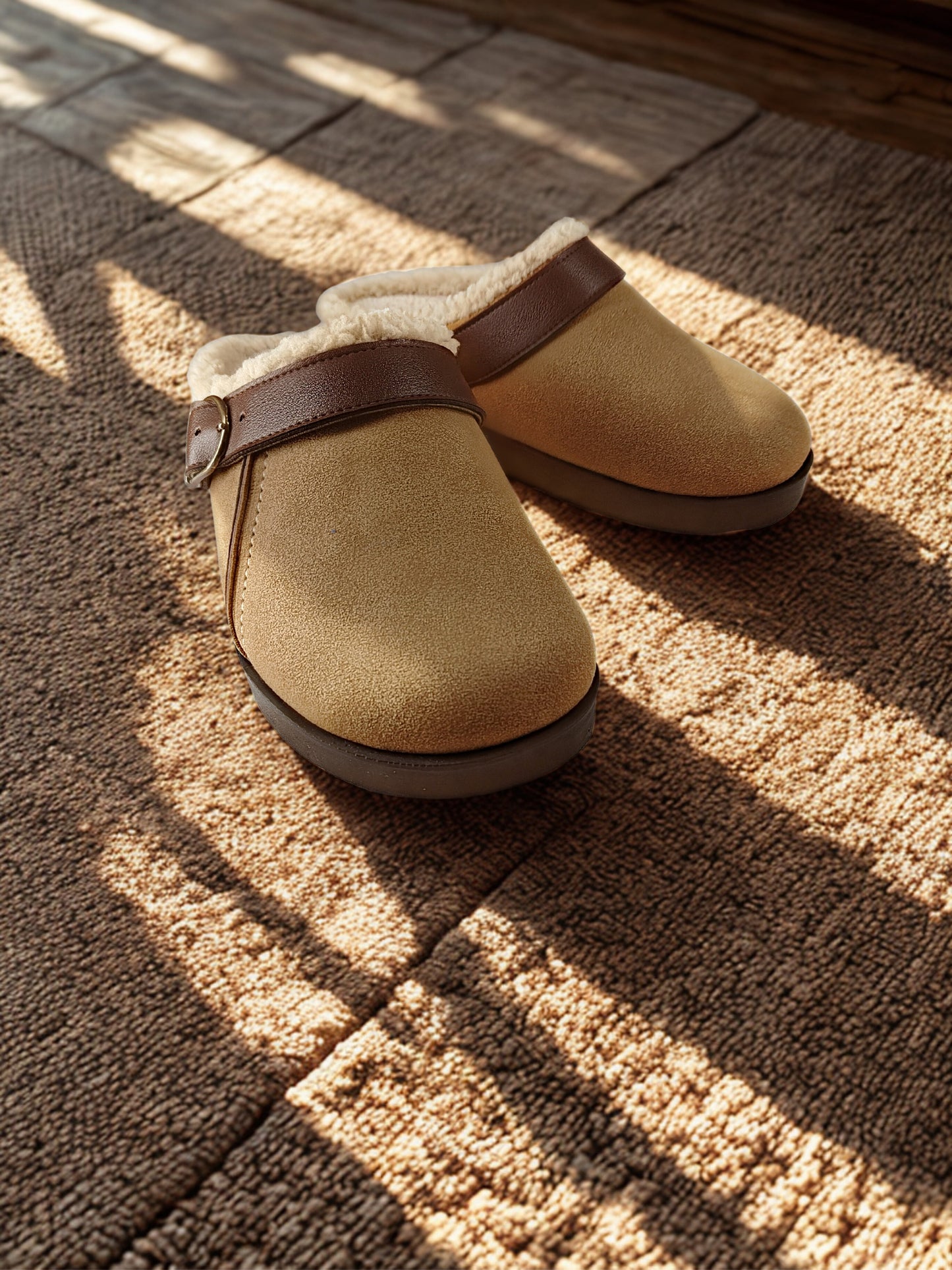 Elora fur Camel clogs