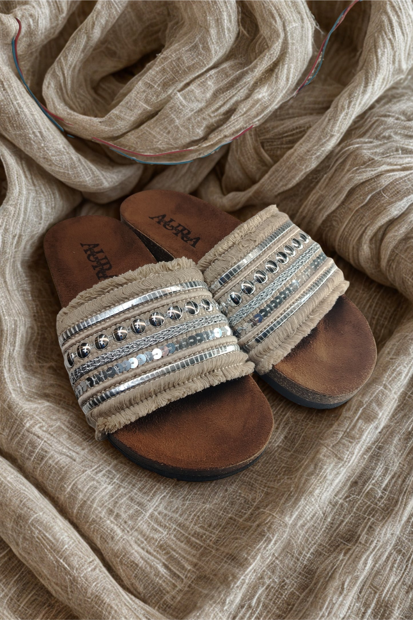 Boho slides - beige