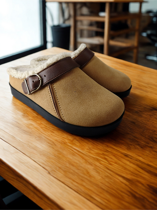 Elora fur Camel clogs