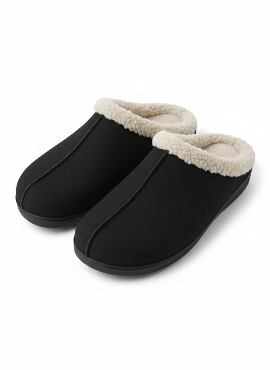 Terra fur black clogs